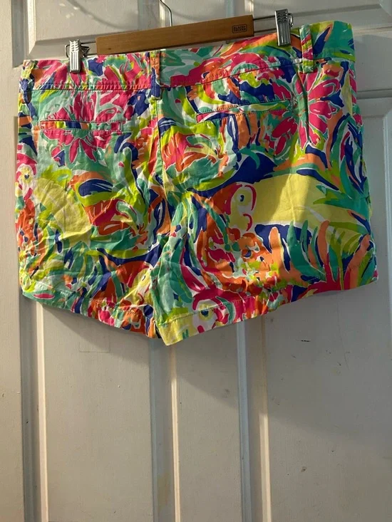 Lilly Pulitzer Bright Floral High-Waist Shorts in Yellow, Pink & Green - Picture 2 of 2
